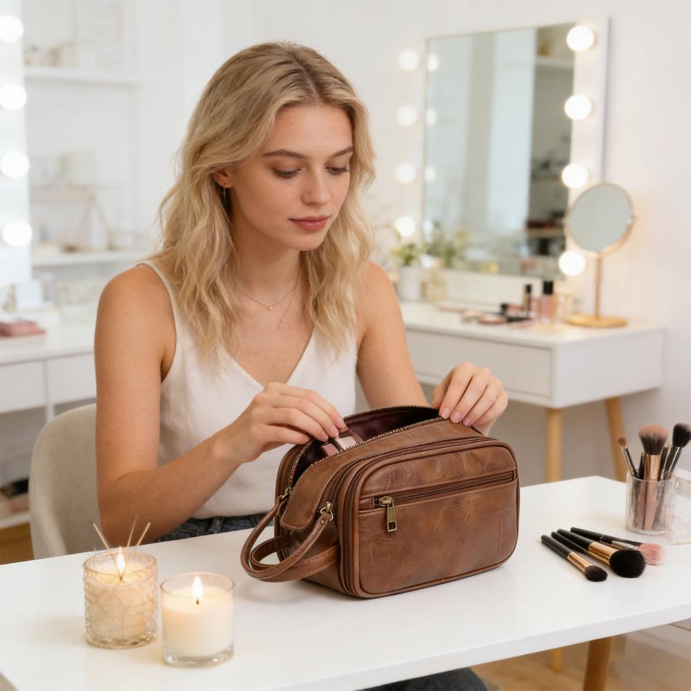 Travel Makeup Bag Faux Leather - огляд і ціна Men'S Grooming Organizer
