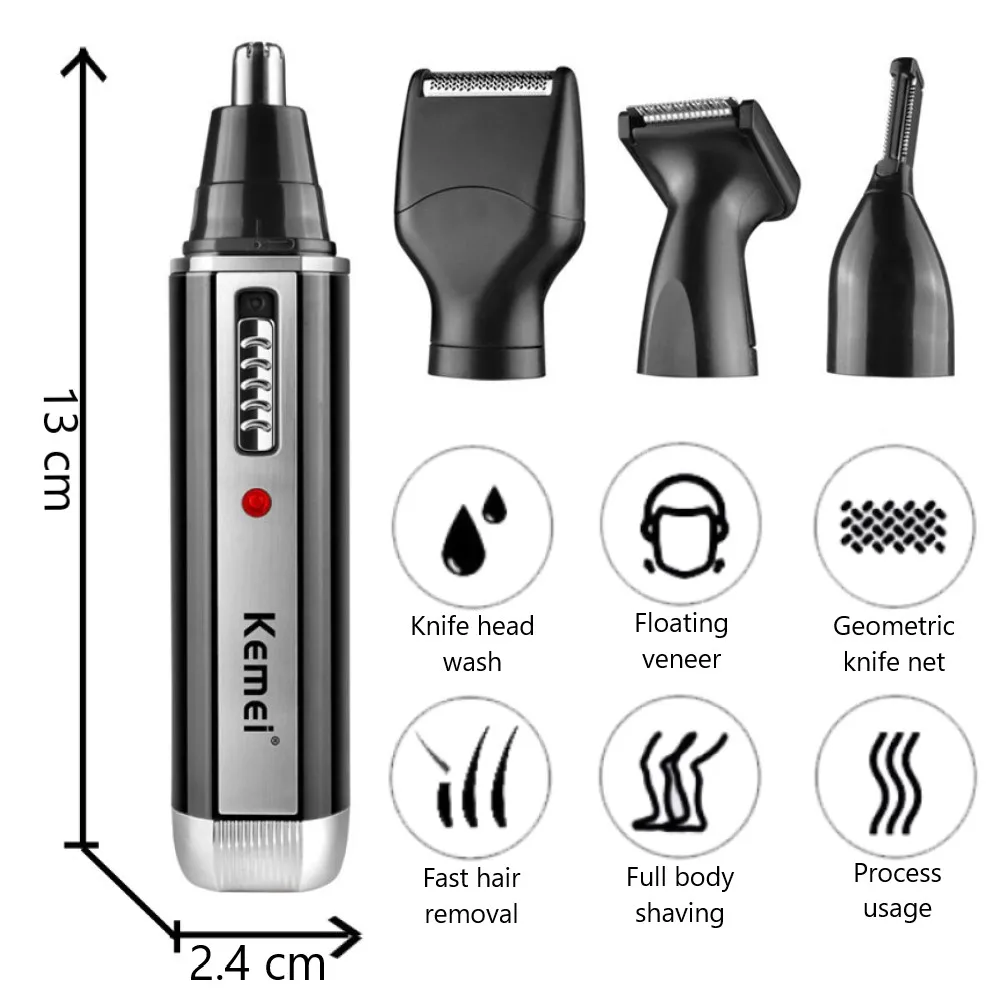 Kemei 4 in 1 trimmer for men E - огляд і ціна Men'S Grooming Nose And Ear
