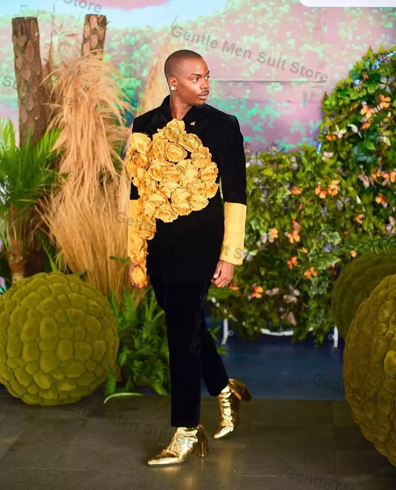 Yellow Black Men Suits Set 2 P - огляд і ціна Men'S Groom